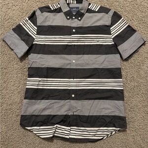 Topman Black and White Striped Casual Shirt